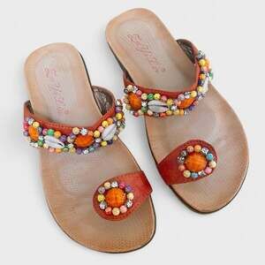 y2k orange embellished beaded sandals